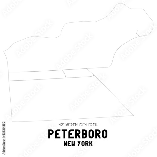 Peterboro New York. US street map with black and white lines.