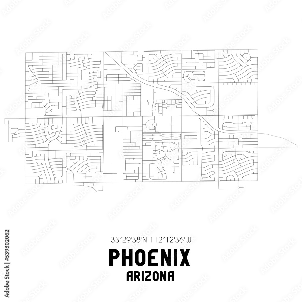 Phoenix Arizona. US street map with black and white lines. Phoenix Arizona. US street map with black and white lines.