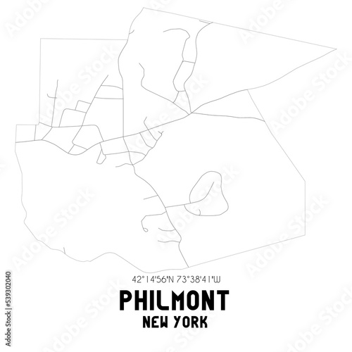 Philmont New York. US street map with black and white lines. photo