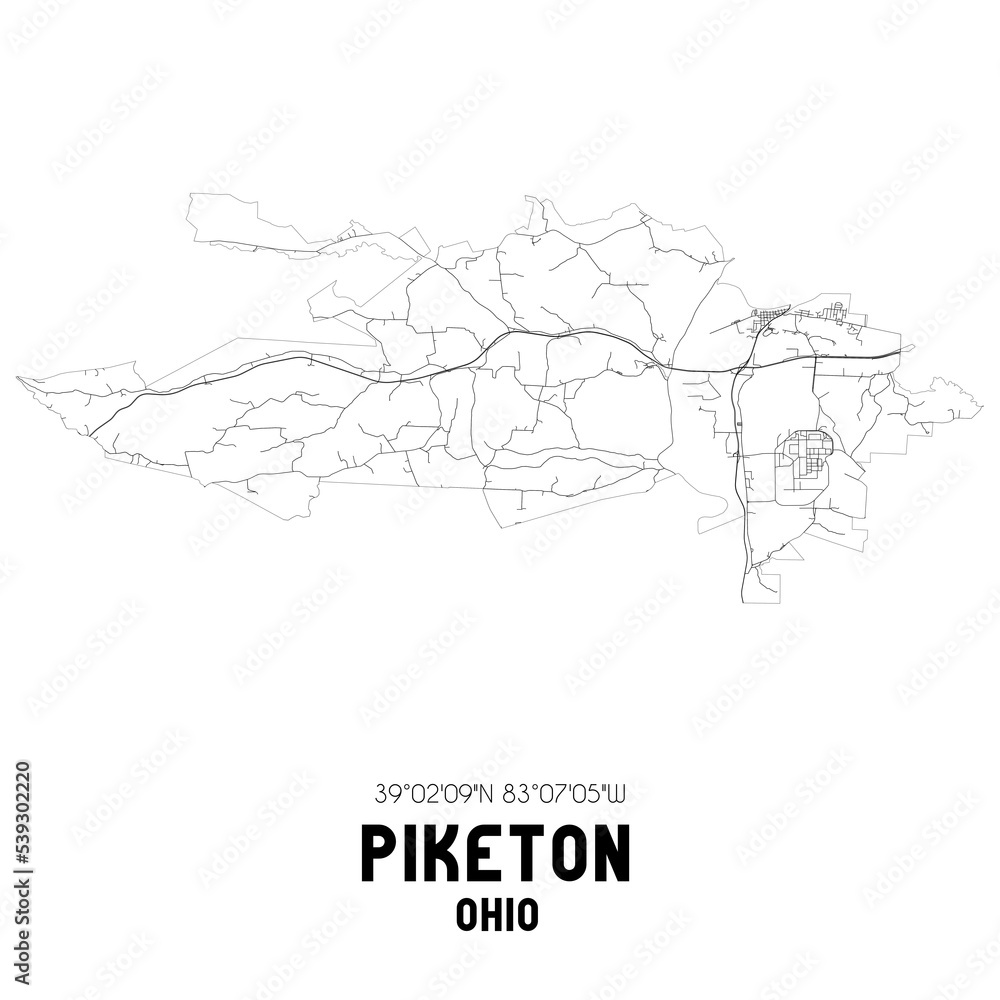 Fototapeta mapa świata dla dzieci Piketon Ohio. US street map with