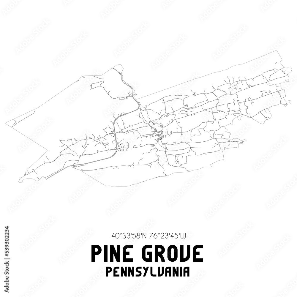Pine Grove Pennsylvania. US street map with black and white lines.