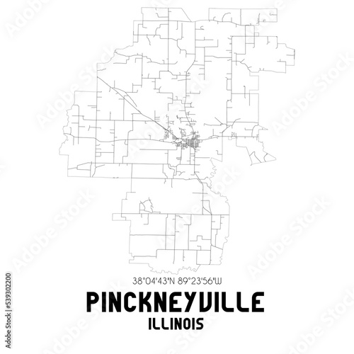 Fototapeta Naklejka Na Ścianę i Meble -  Pinckneyville Illinois. US street map with black and white lines.
