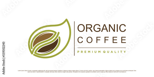 Organic coffee logo design template with creative element and modern concept