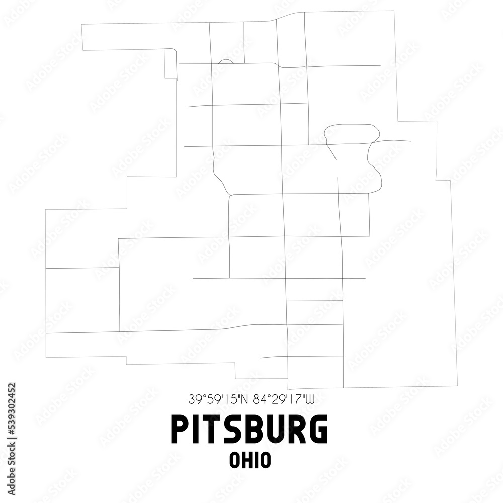 Pitsburg Ohio. US street map with black and white lines. Pitsburg Ohio. US street map with black and white lines.