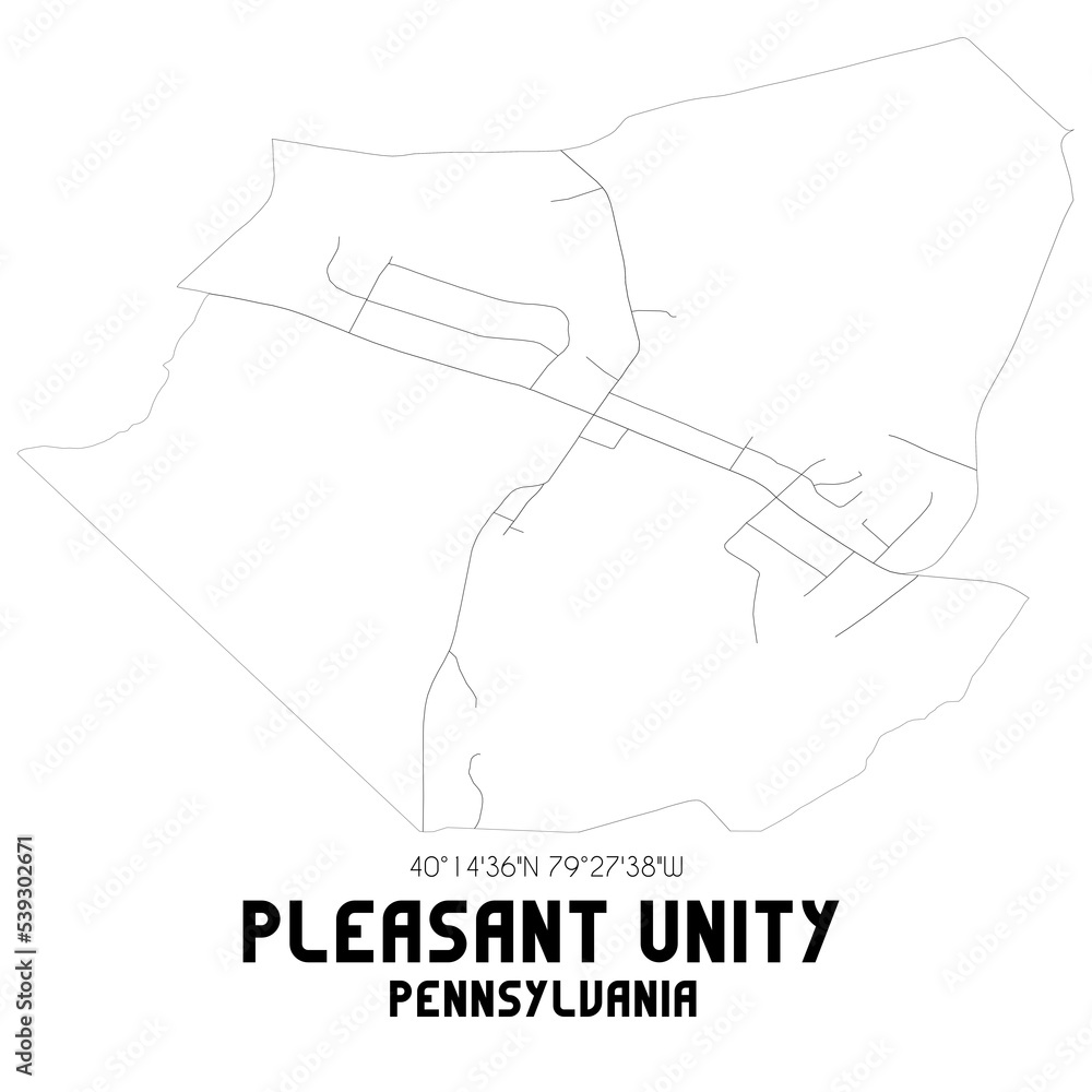 Pleasant Unity Pennsylvania. US street map with black and white lines. Pleasant Unity Pennsylvania. US street map with black and white lines.