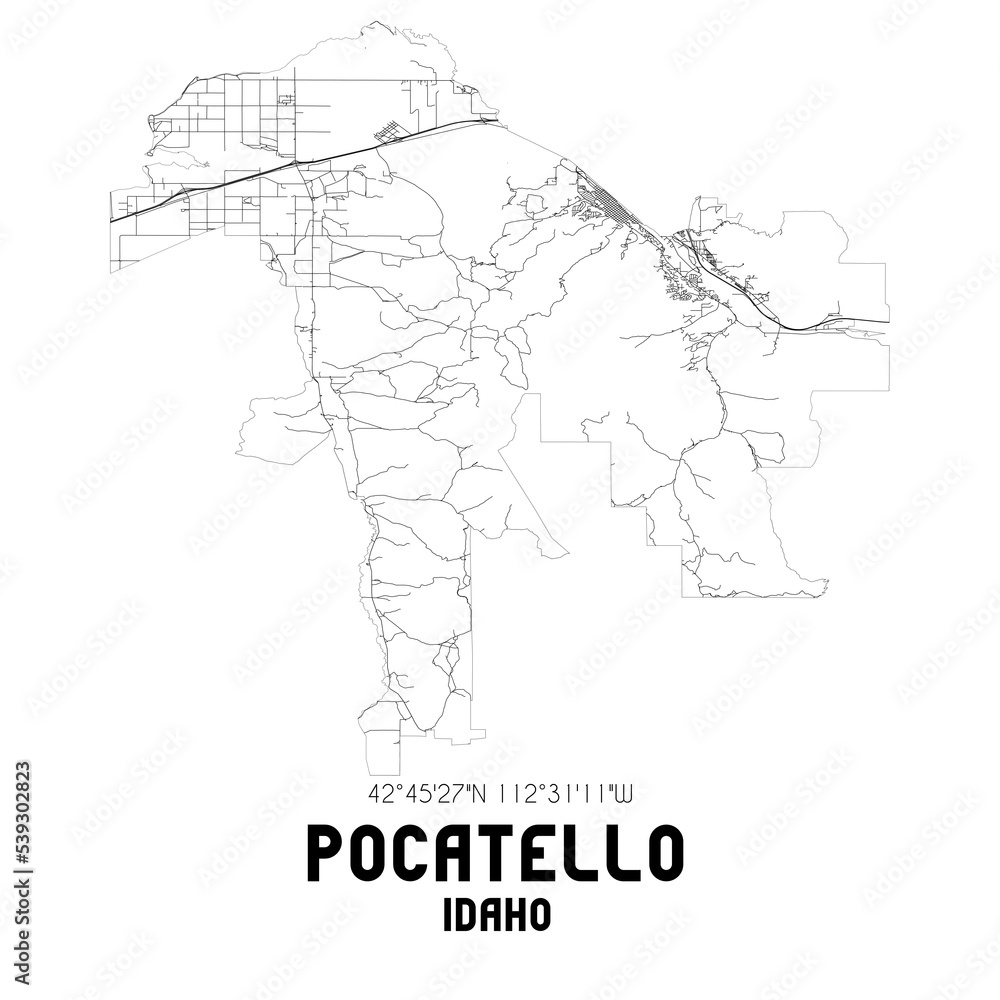 Pocatello Idaho. US street map with black and white lines.