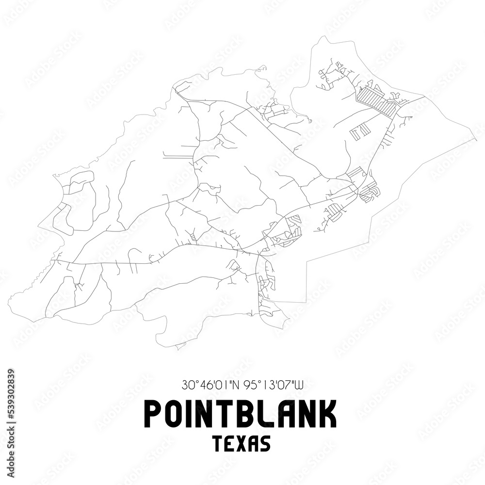 Pointblank Texas. US street map with black and white lines. Pointblank Texas. US street map with black and white lines.