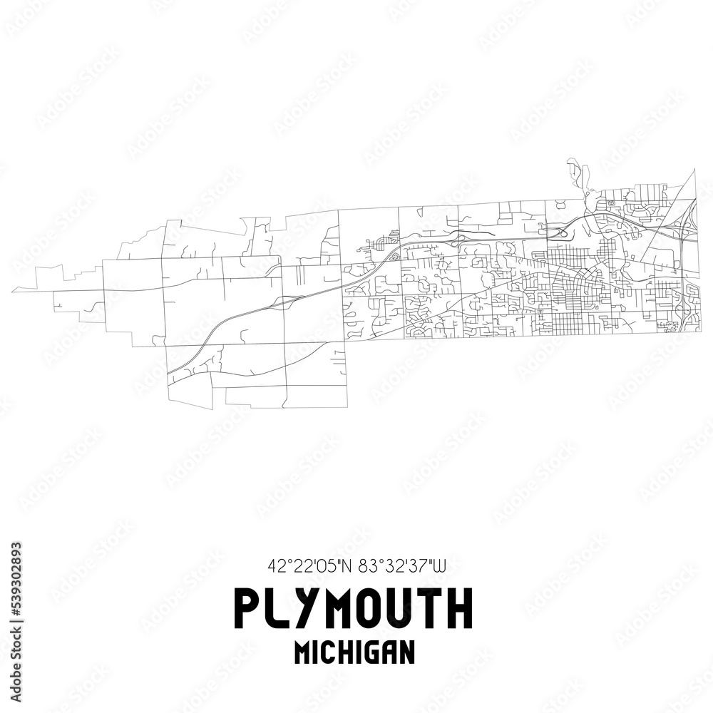 Plymouth Michigan US Street Map With Black And White Lines Stock   1000 F 539302893 7CnFtTUZuN6PSwCbWLXbWTzSMF3WgYMd 