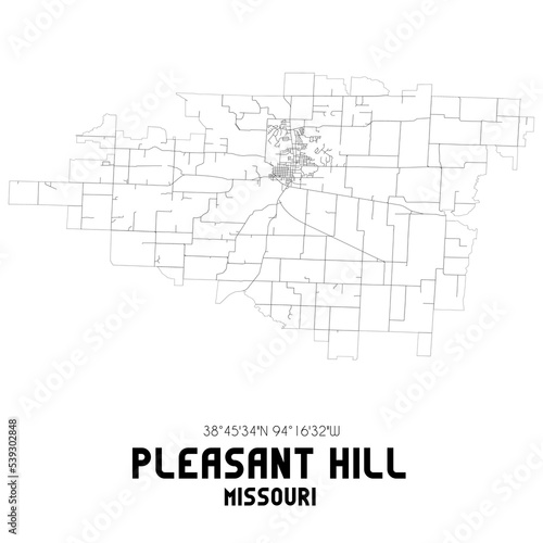 Pleasant Hill Missouri. US street map with black and white lines. photo