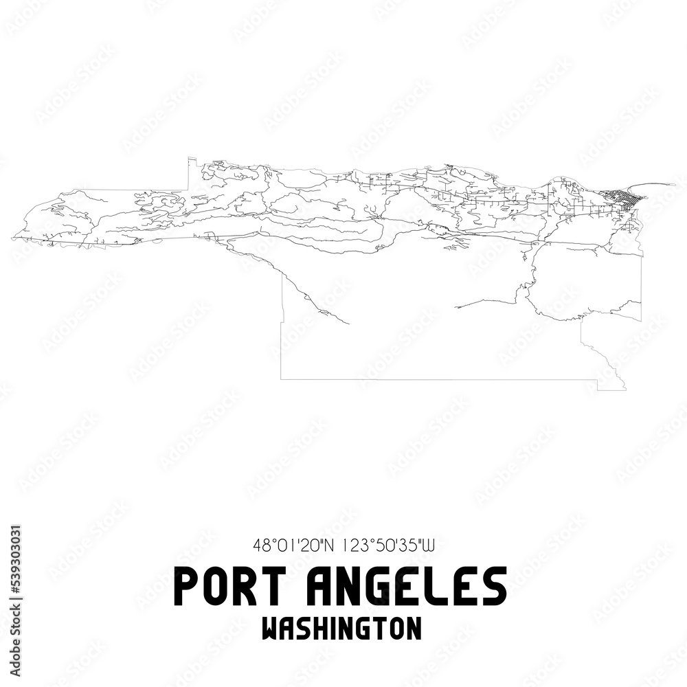 Port Angeles Washington. US street map with black and white lines. Port Angeles Washington. US street map with black and white lines.