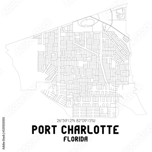 Port Charlotte Florida. US street map with black and white lines. photo