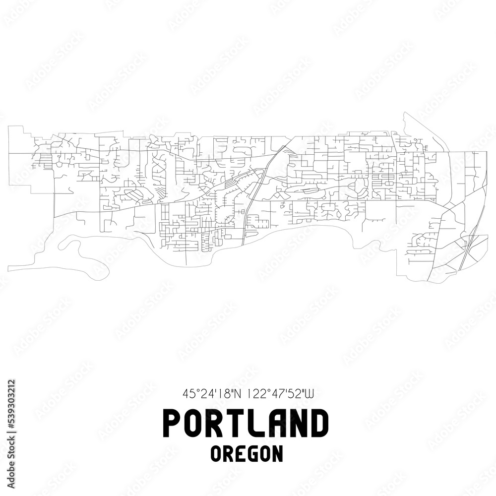 Portland Oregon. US street map with black and white lines. Portland Oregon. US street map with black and white lines.