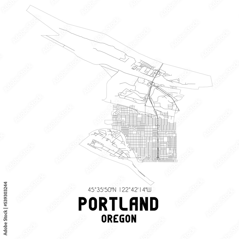 Portland Oregon. US street map with black and white lines. Portland Oregon. US street map with black and white lines.