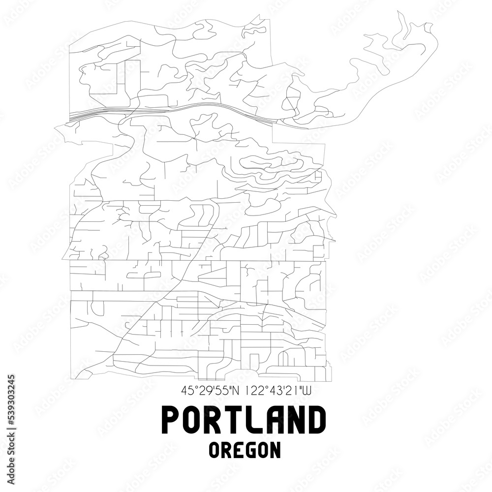 Portland Oregon. US street map with black and white lines. Portland Oregon. US street map with black and white lines.
