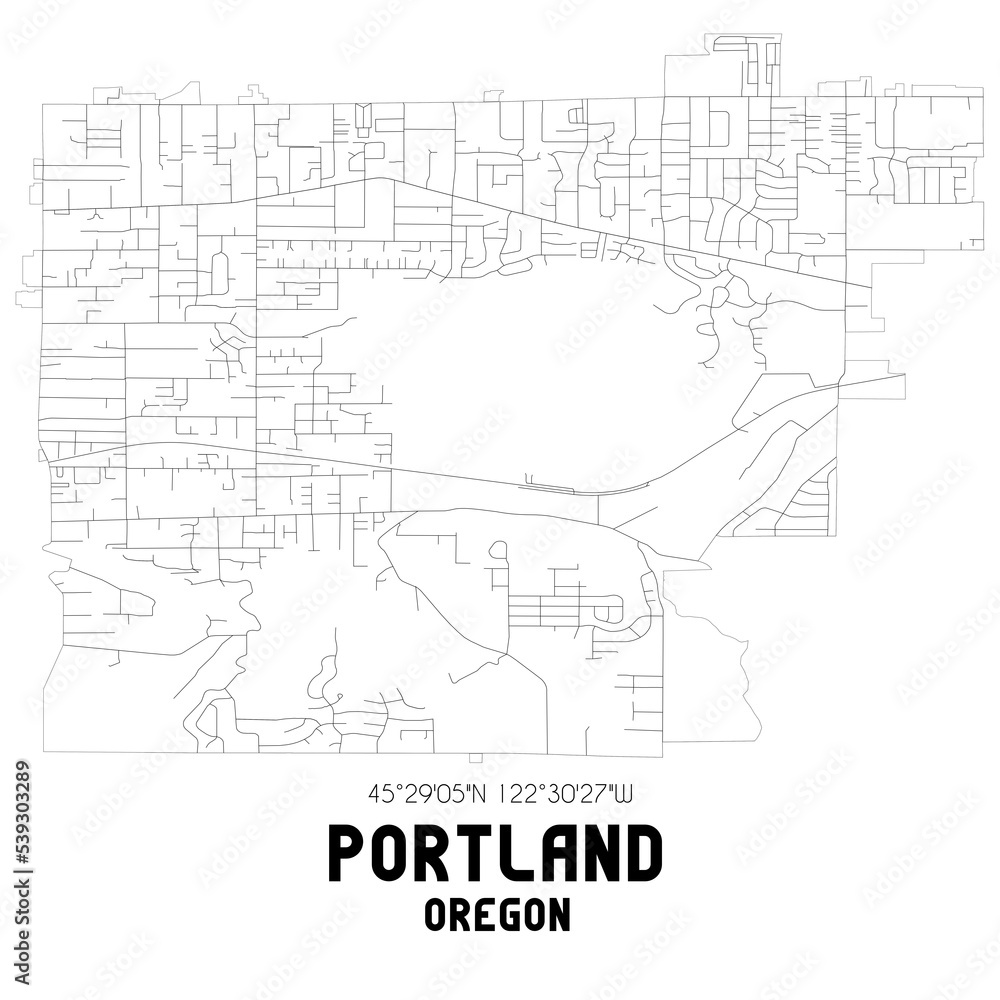 Portland Oregon. US street map with black and white lines. Portland Oregon. US street map with black and white lines.