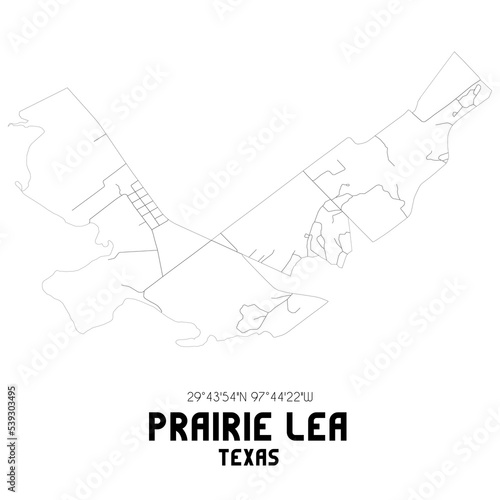 Prairie Lea Texas. US street map with black and white lines.
