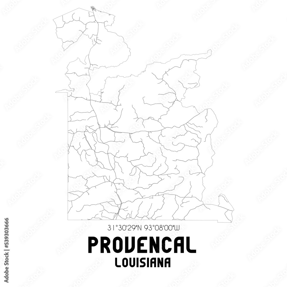 Fototapeta mapa świata dla dzieci Provencal Louisiana. US street map with black and white lines
