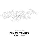 Punxsutawney Pennsylvania. US street map with black and white lines.