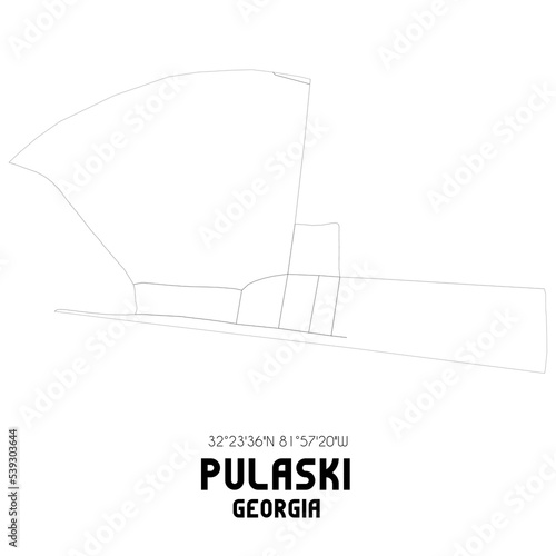 Pulaski Georgia. US street map with black and white lines.