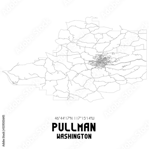 Pullman Washington. US street map with black and white lines. photo