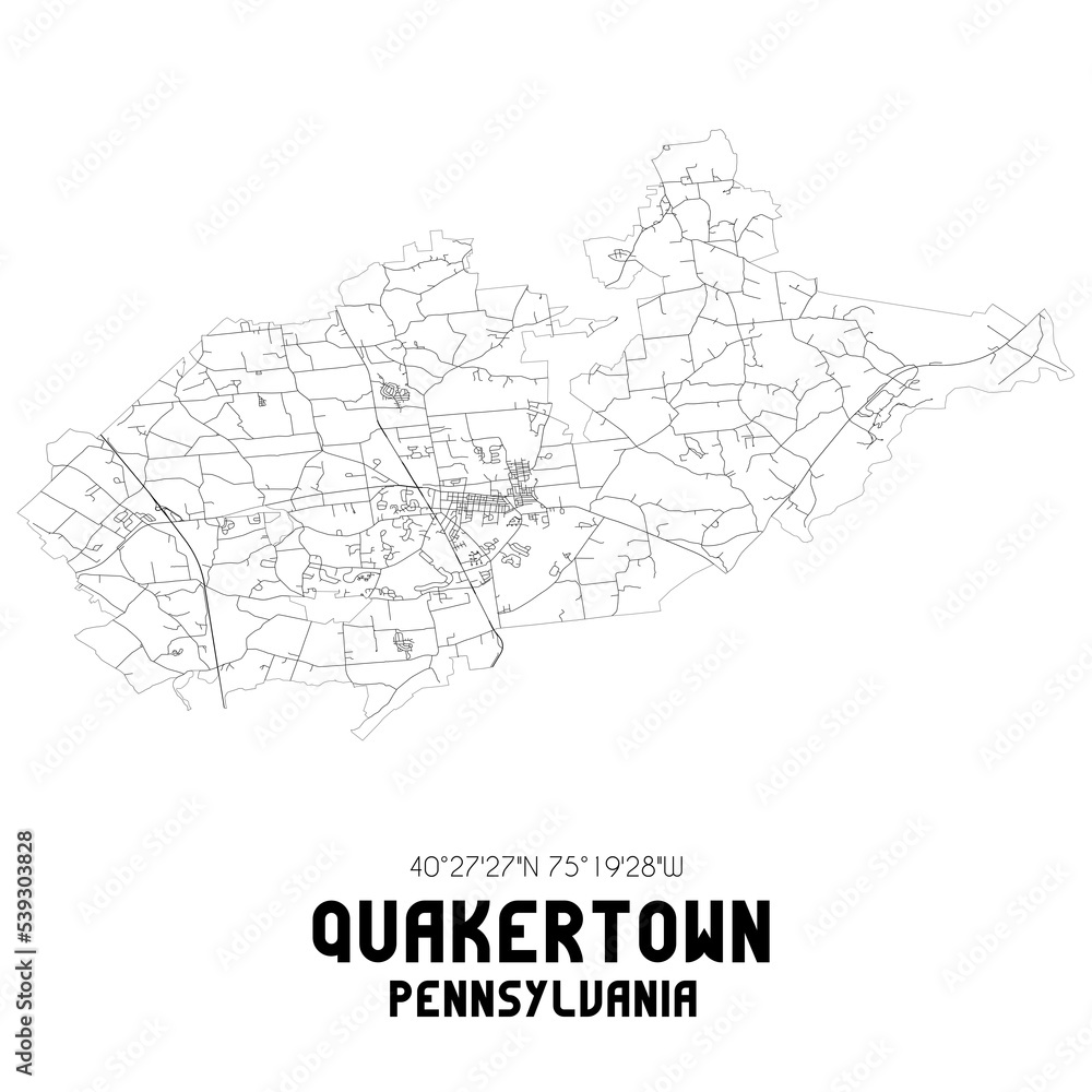 Quakertown Pennsylvania. US street map with black and white lines. Quakertown Pennsylvania. US street map with black and white lines.