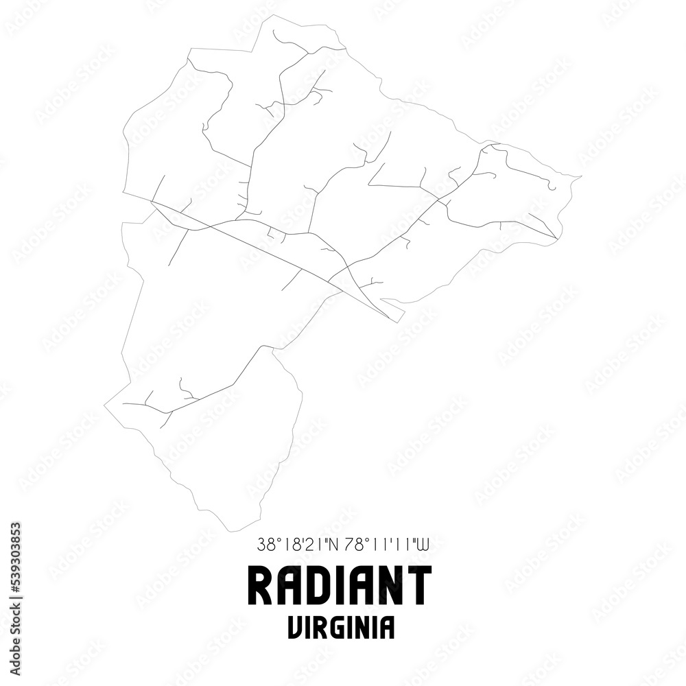Radiant Virginia. US street map with black and white lines.