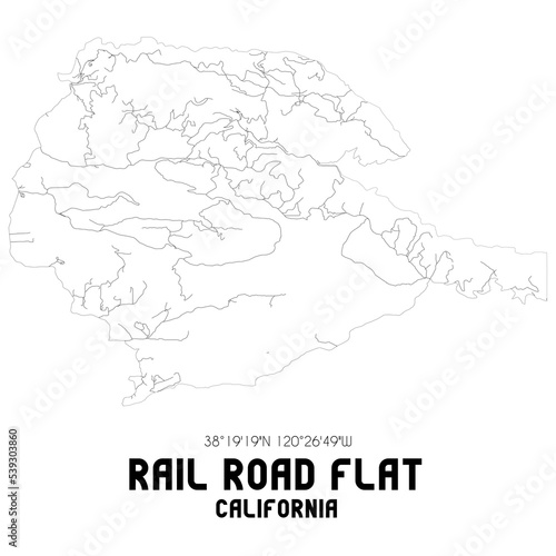 Rail Road Flat California. US street map with black and white lines. photo