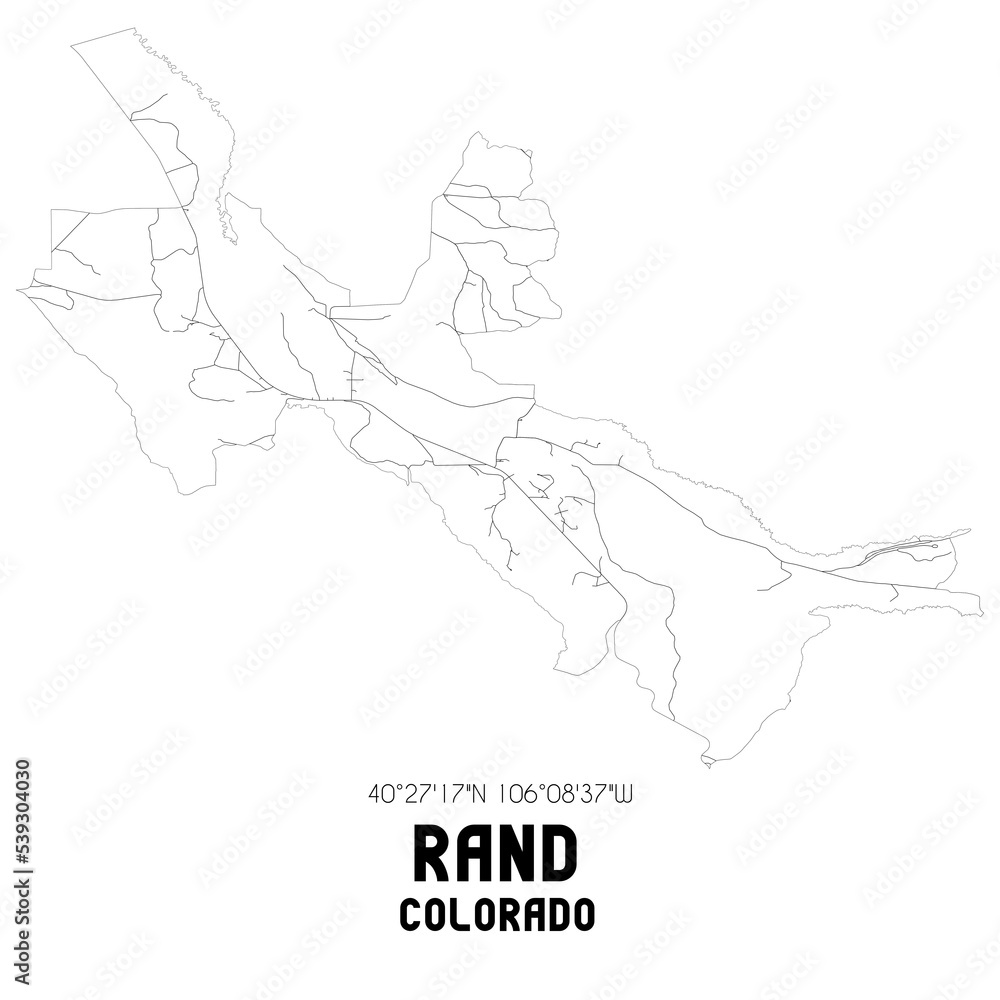 Rand Colorado. US street map with black and white lines.