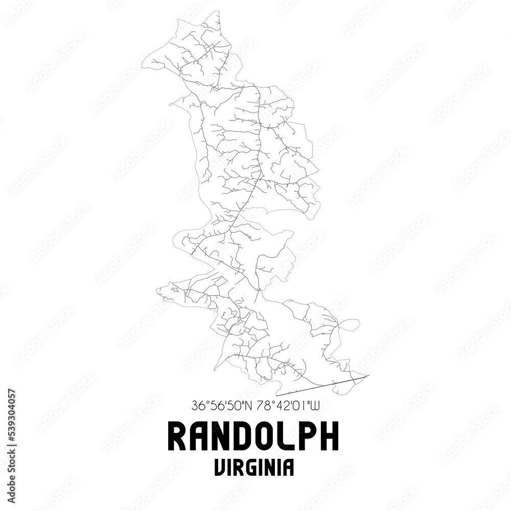 Randolph Virginia. US street map with black and white lines. Randolph Virginia. US street map with black and white lines.