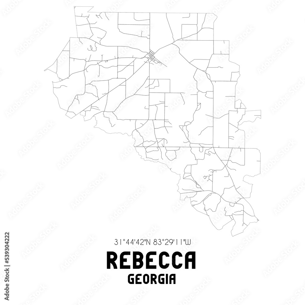 Rebecca Georgia. US street map with black and white lines. Rebecca Georgia. US street map with black and white lines.