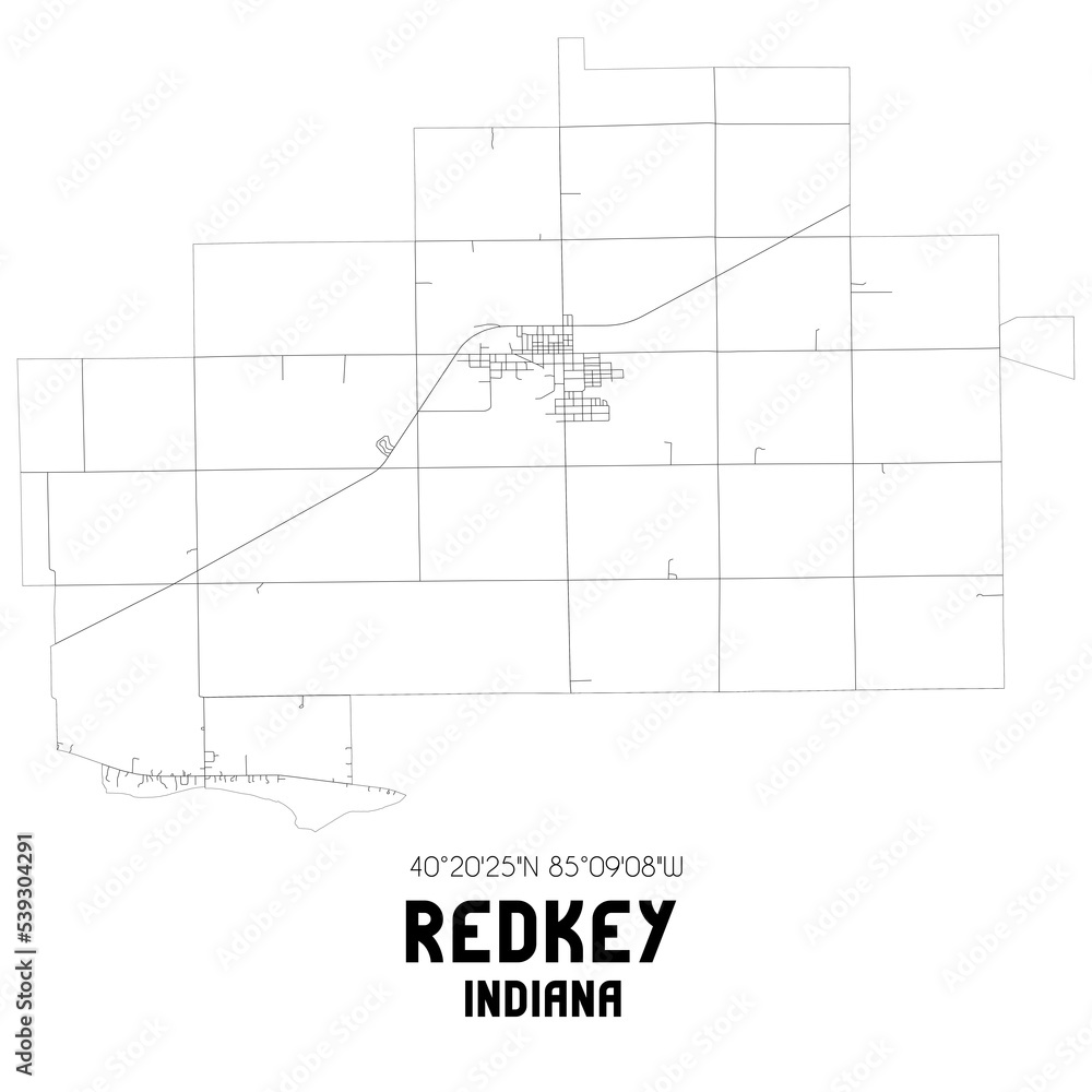 Redkey Indiana. US street map with black and white lines. Redkey Indiana. US street map with black and white lines.