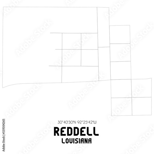 Reddell Louisiana. US street map with black and white lines. photo