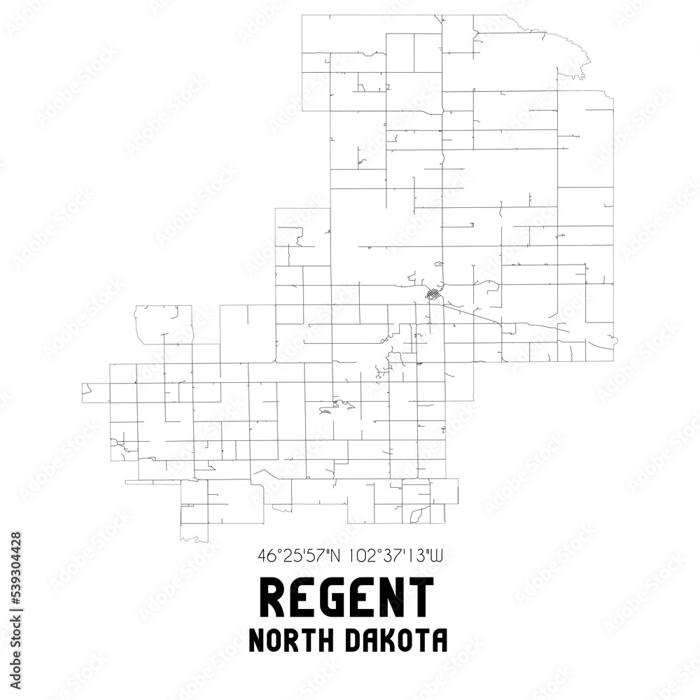Regent North Dakota. US street map with black and white lines. Regent North Dakota. US street map with black and white lines.