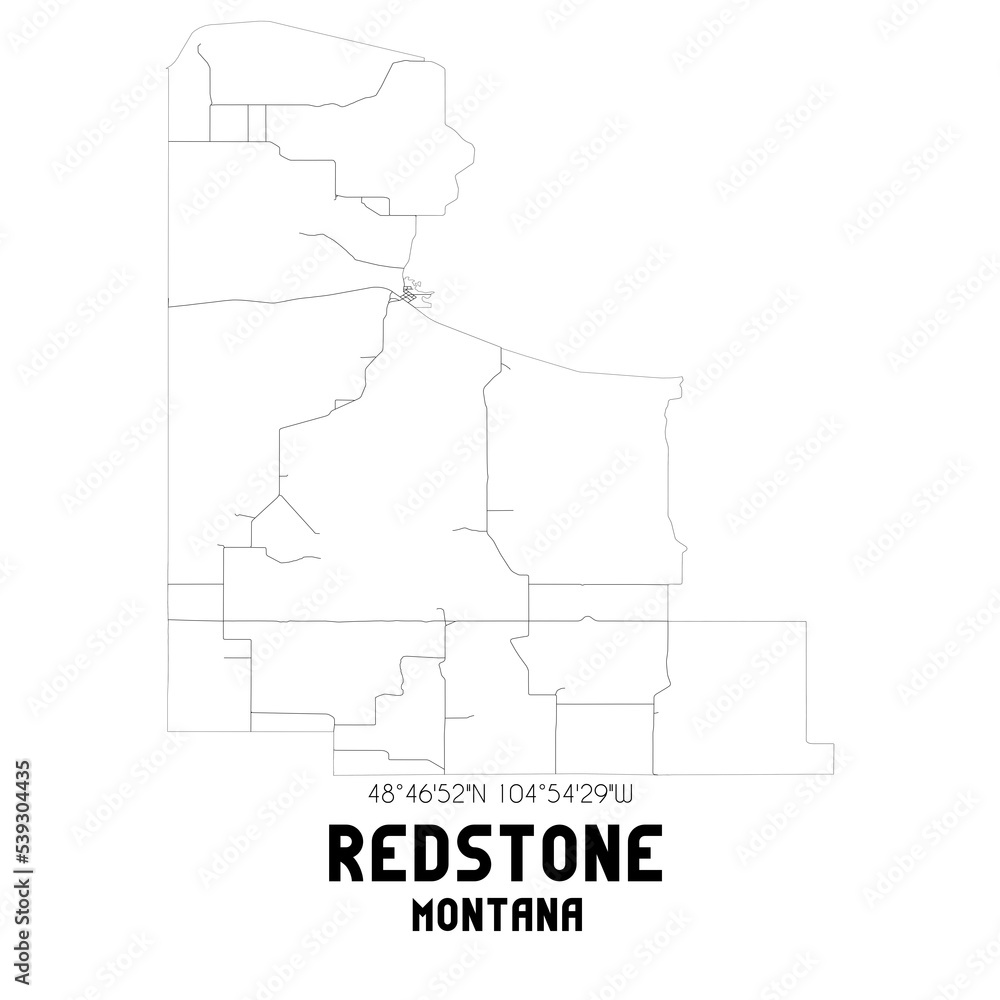 Fototapeta premium Redstone Montana. US street map with black and white lines.