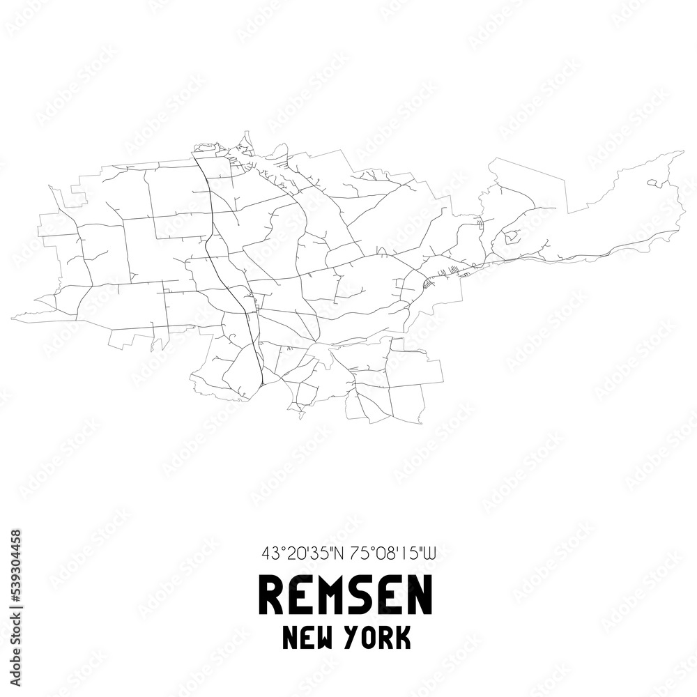 Fototapeta mapa świata dla dzieci Remsen New York. US street map with