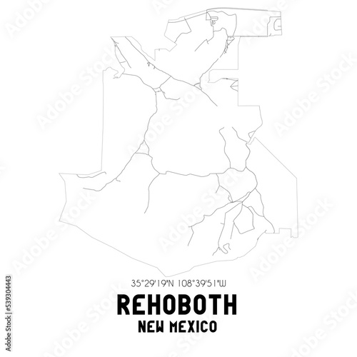 Rehoboth New Mexico. US street map with black and white lines.