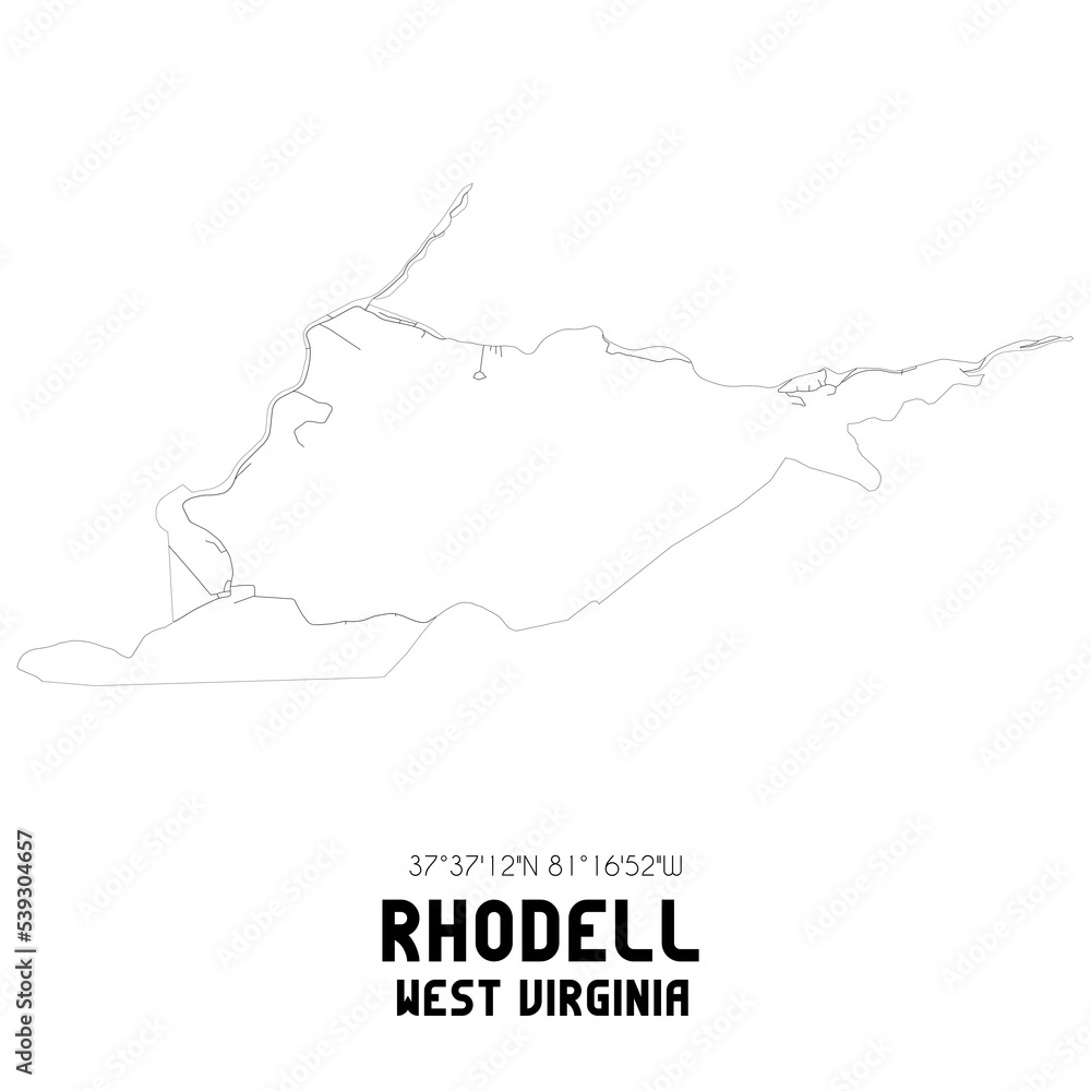 Rhodell West Virginia. US street map with black and white lines. Rhodell West Virginia. US street map with black and white lines.