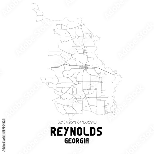 Reynolds Georgia. US street map with black and white lines. photo