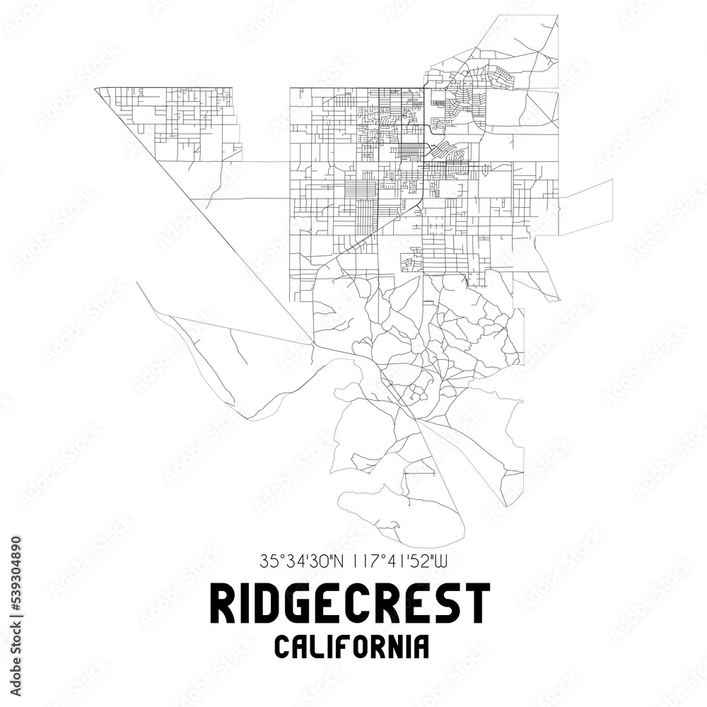 Ridgecrest California. US street map with black and white lines. Ridgecrest California. US street map with black and white lines.