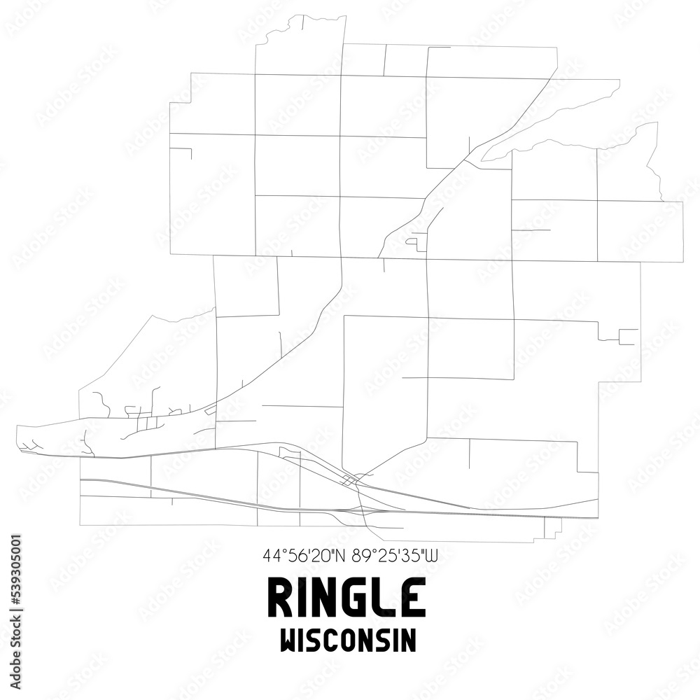 Ringle Wisconsin. US street map with black and white lines. Ringle Wisconsin. US street map with black and white lines.