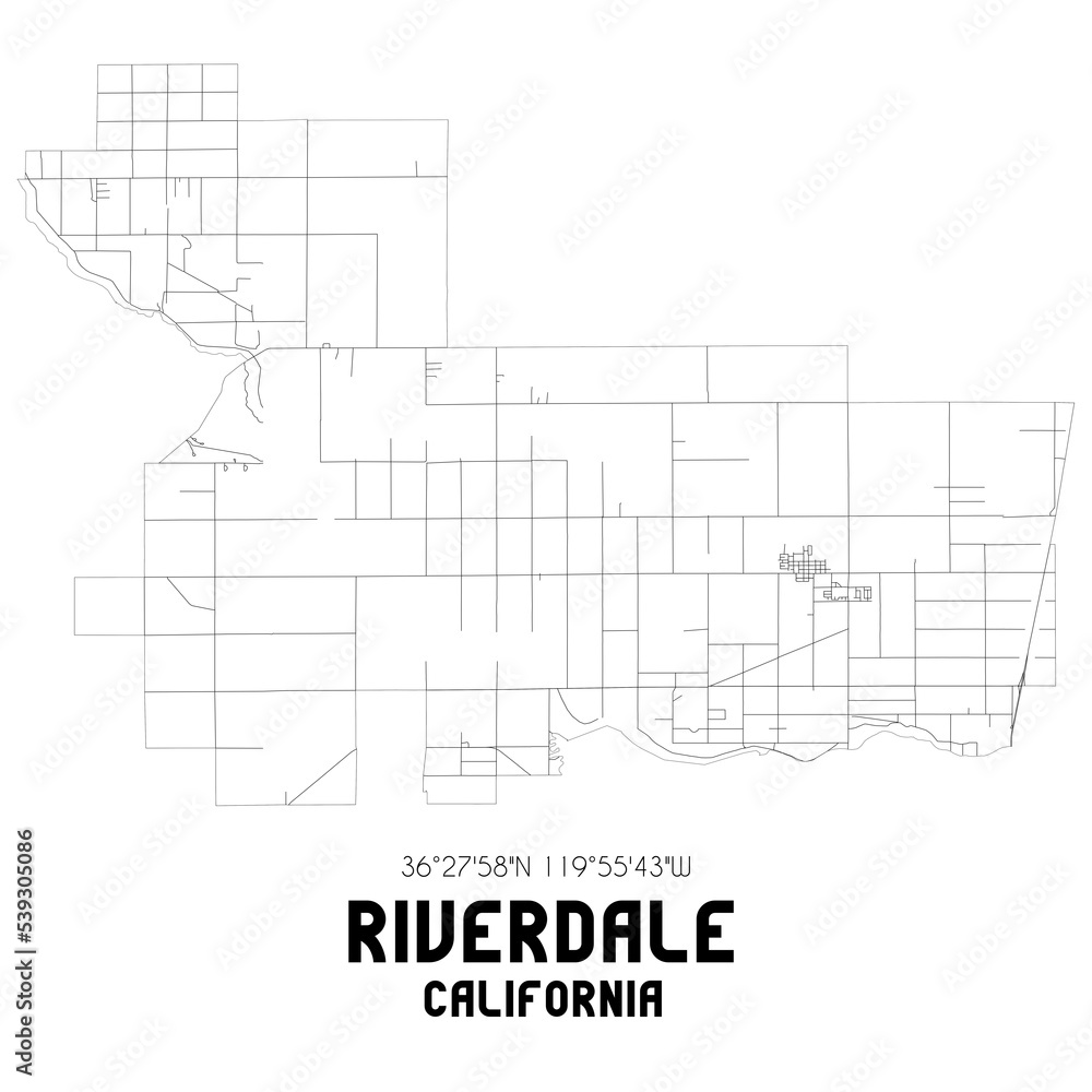 Riverdale California. US street map with black and white lines. Riverdale California. US street map with black and white lines.