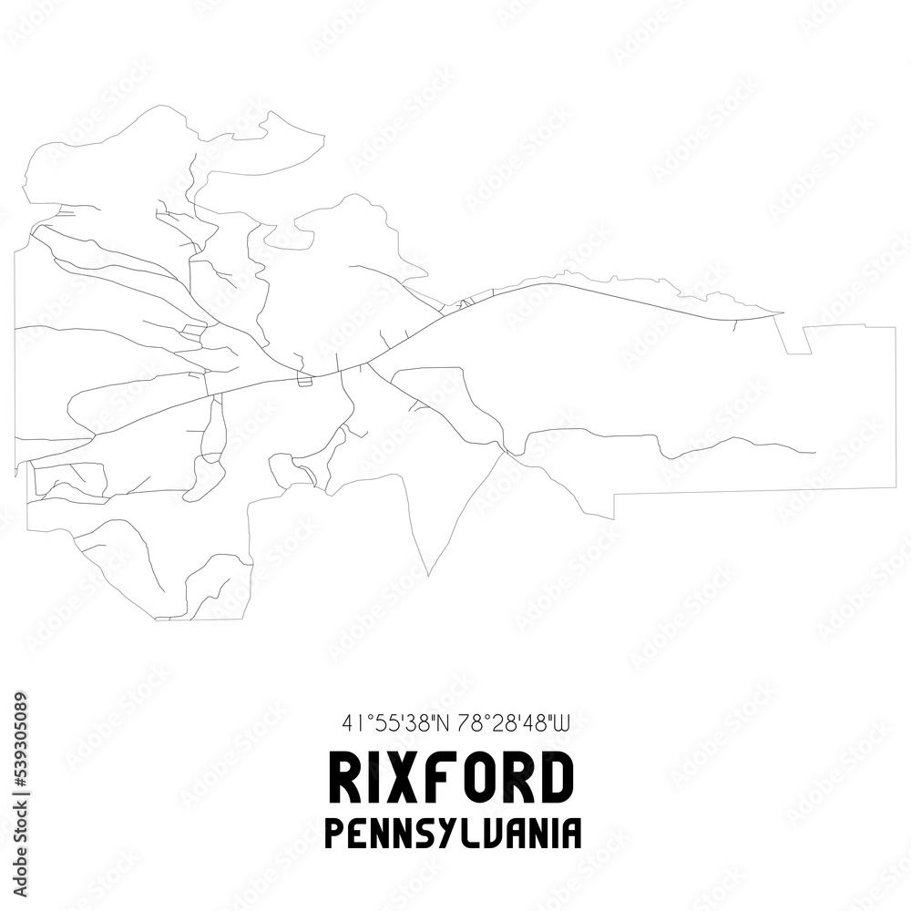 Rixford Pennsylvania. US street map with black and white lines. Rixford Pennsylvania. US street map with black and white lines.
