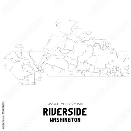 Riverside Washington. US street map with black and white lines. photo