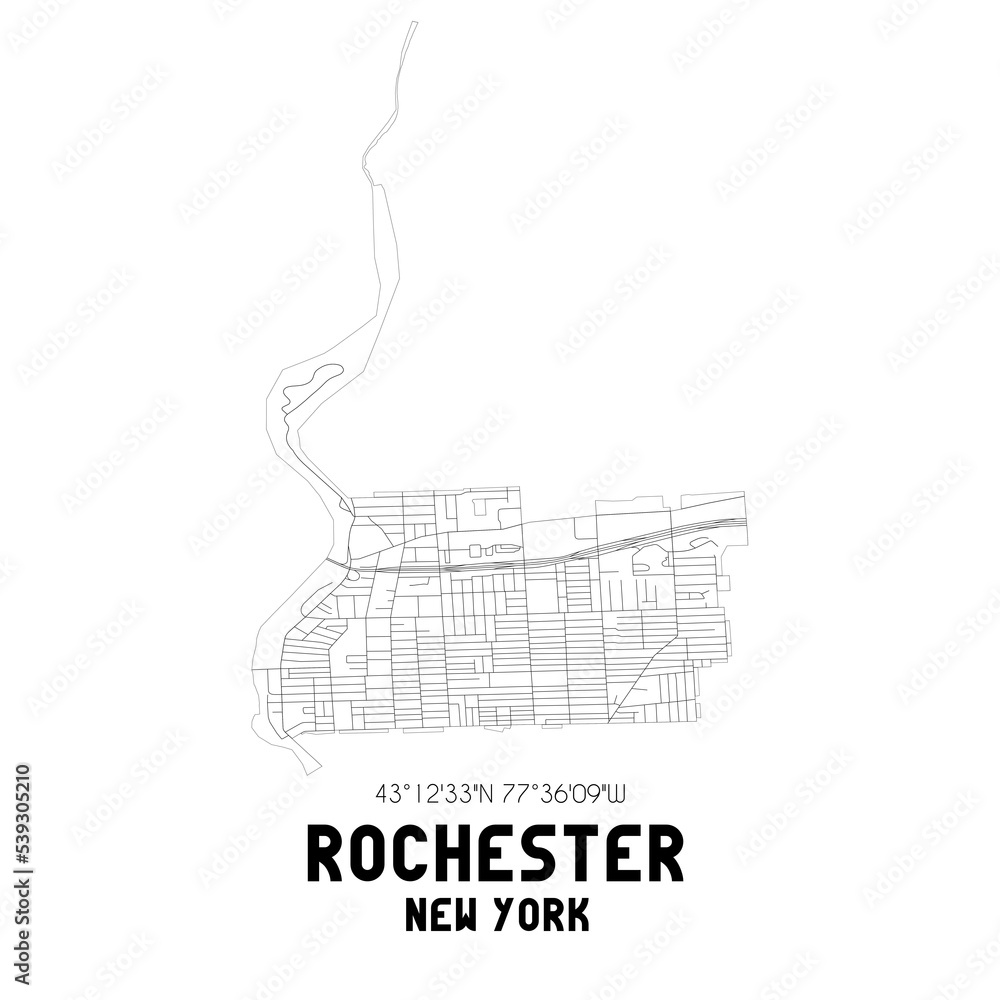 Rochester New York. US street map with black and white lines. Rochester New York. US street map with black and white lines.