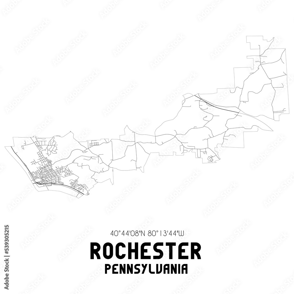 Fototapeta premium Rochester Pennsylvania. US street map with black and white lines.