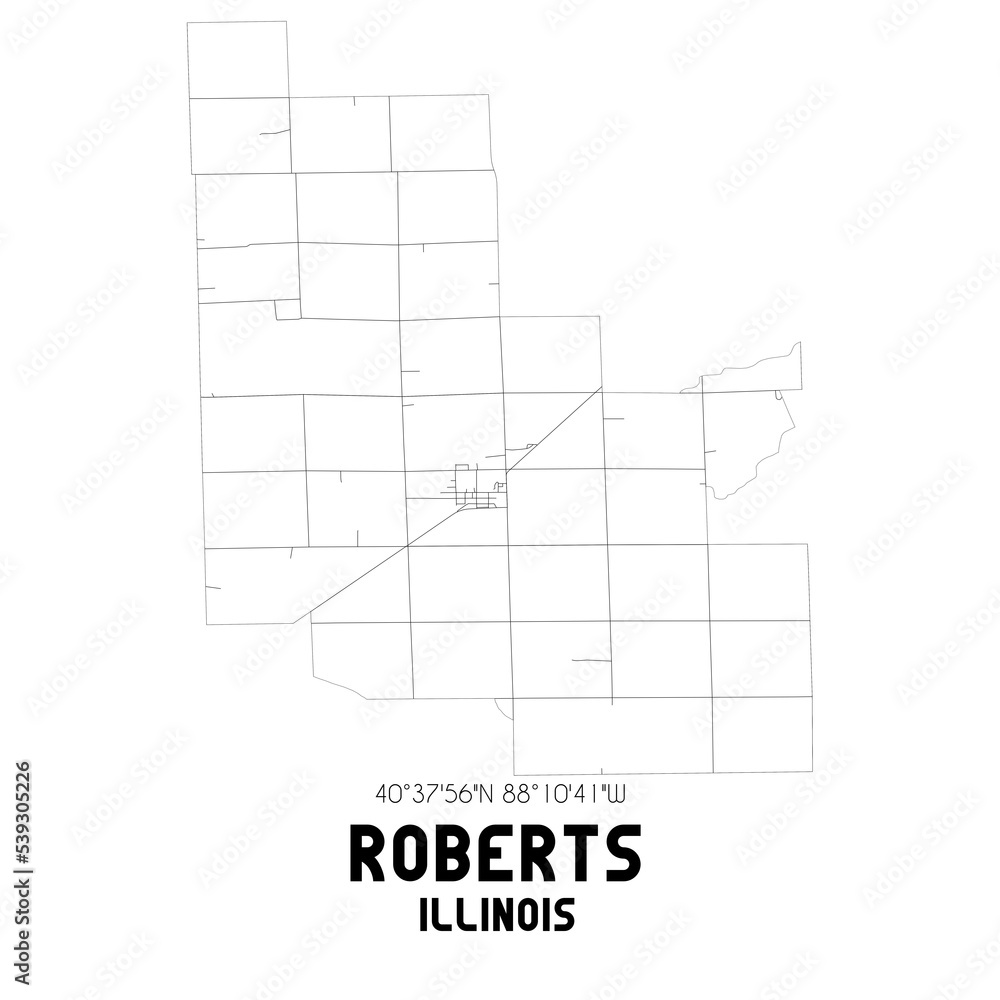 Roberts Illinois. US street map with black and white lines. Roberts Illinois. US street map with black and white lines.