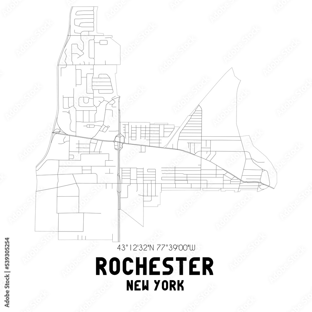 Rochester New York. US street map with black and white lines. Rochester New York. US street map with black and white lines.