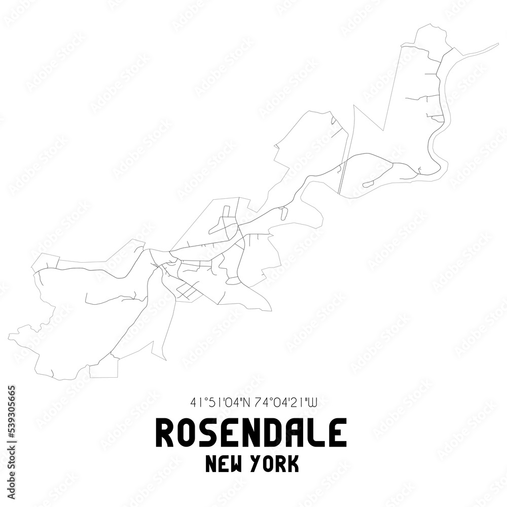 Rosendale New York. US street map with black and white lines. Rosendale New York. US street map with black and white lines.