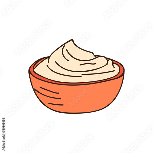 Yoghurt colorful doodle illustration in vector. Yoghurt colorful icon in vector. Diary product illustration 