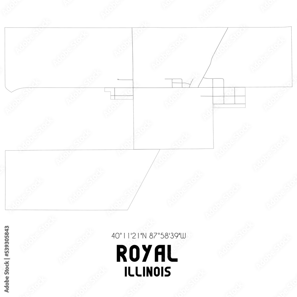 Obraz premium Royal Illinois. US street map with black and white lines.